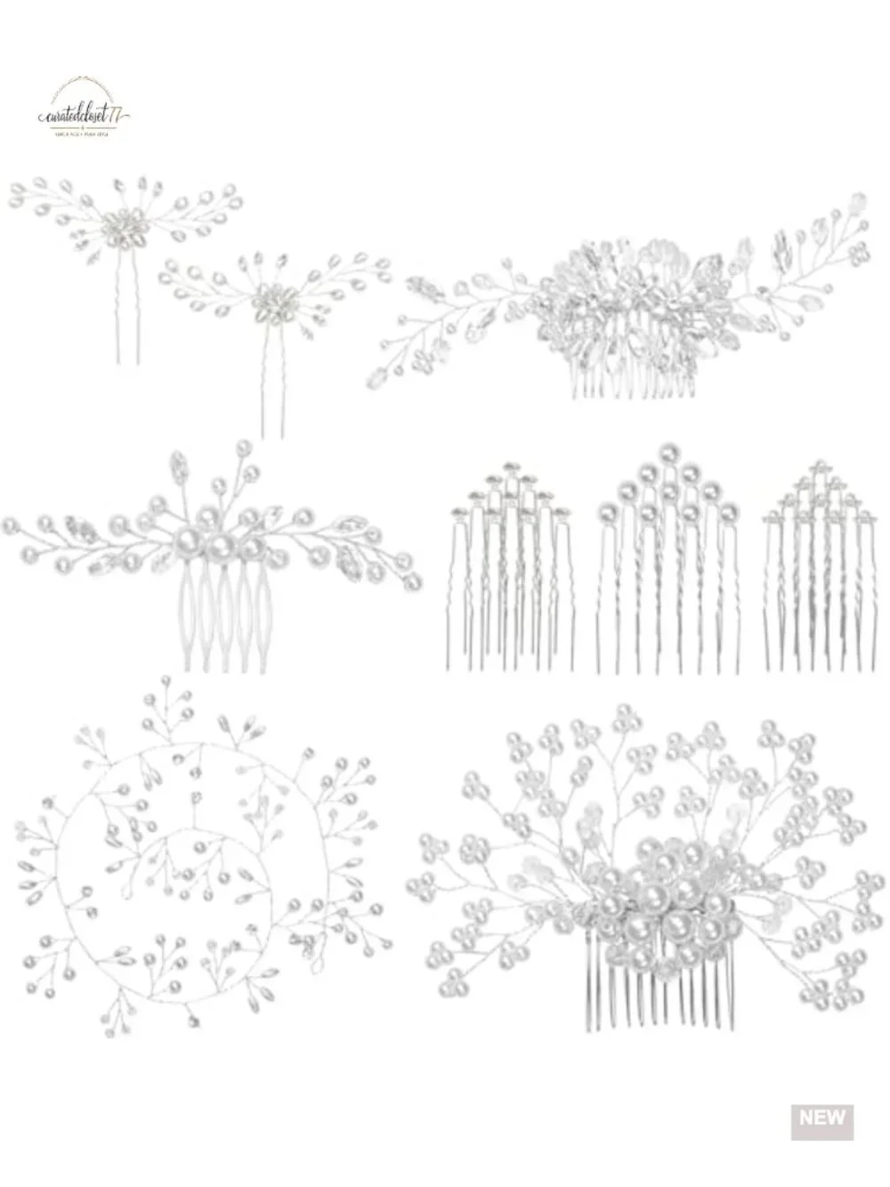 36-Piece Pearl Bridal Hair Pins Set with Rhinestone Comb